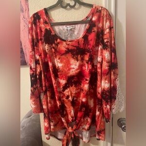 Stem & Vines Plus Size Womens orange tie dye top size 2X New